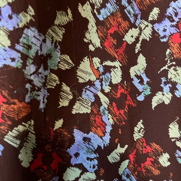 Ganni Printed Light Crepe Ruffle V-Neck Raglan Dress in Meadow Azure Blue 34 - Picture 12 of 16